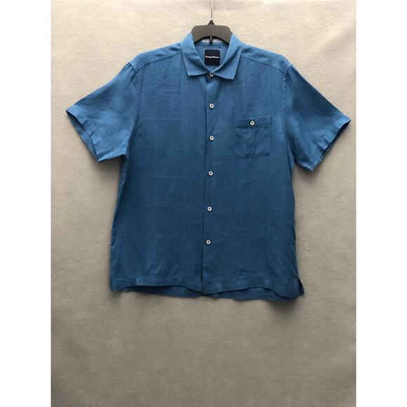 Tommy Bahama Men's Large Linen Button-Up Shirt Blue - Picture 1 of 6